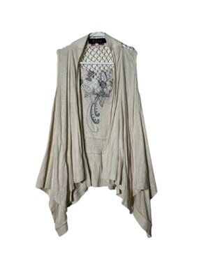 The Kara sharkbite waterfall floral patchwork applique vest top S/M